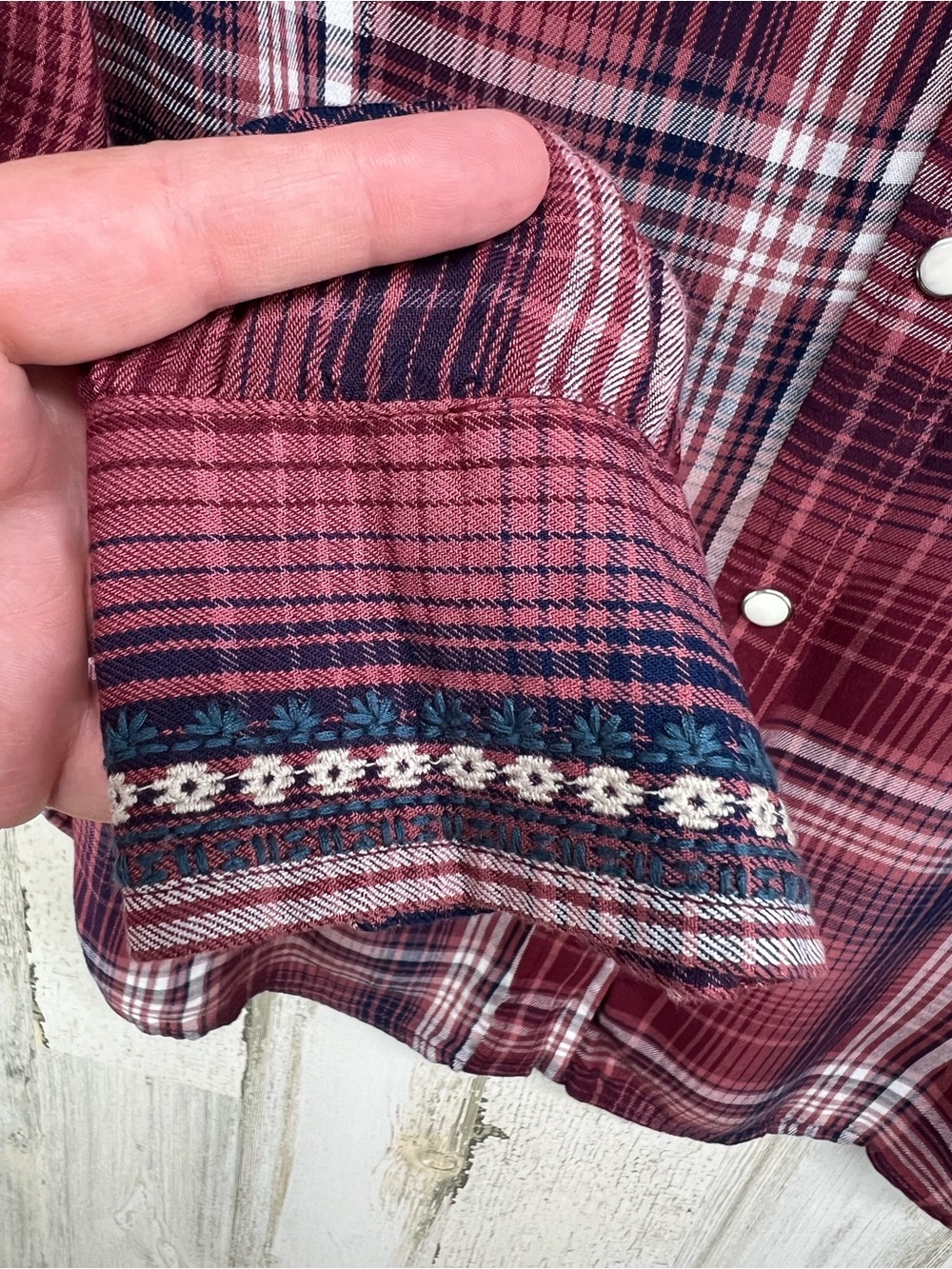 Wrangler Retro Plaid Pearl Snap Western Button Down Long Sleeve Shirt Womens XL - Picture 4 of 8